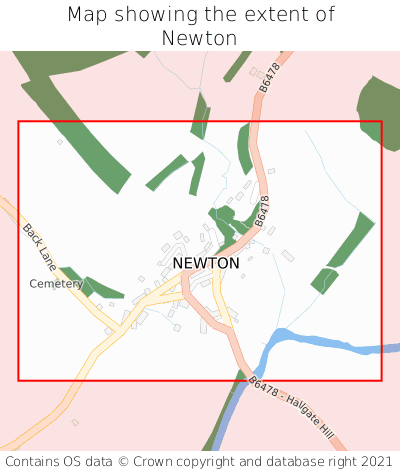 Map showing extent of Newton as bounding box