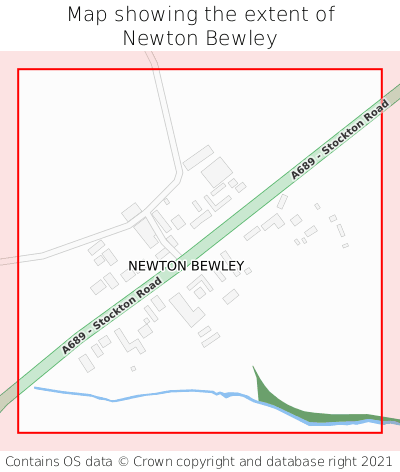 Map showing extent of Newton Bewley as bounding box