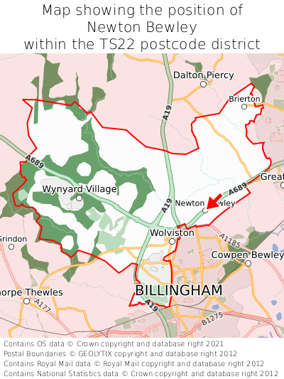 Map showing location of Newton Bewley within TS22