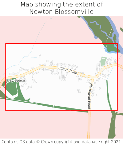 Map showing extent of Newton Blossomville as bounding box
