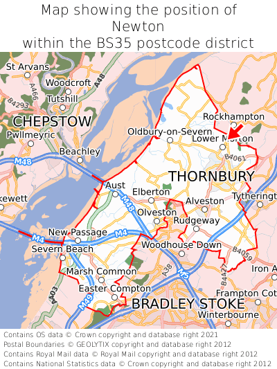 Map showing location of Newton within BS35