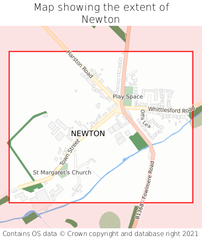 Map showing extent of Newton as bounding box