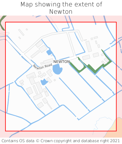 Map showing extent of Newton as bounding box