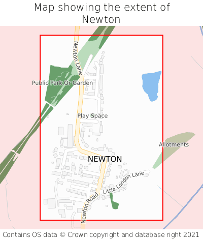 Map showing extent of Newton as bounding box