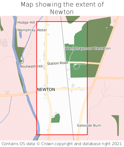 Map showing extent of Newton as bounding box