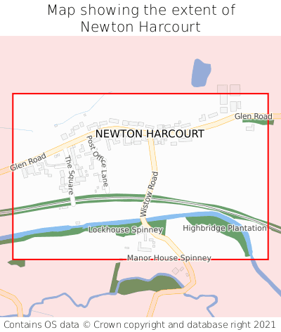 Map showing extent of Newton Harcourt as bounding box