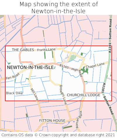 Map showing extent of Newton-in-the-Isle as bounding box