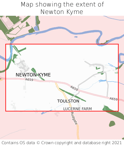 Map showing extent of Newton Kyme as bounding box