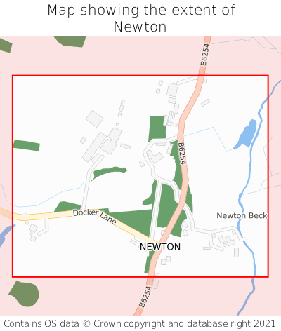 Map showing extent of Newton as bounding box