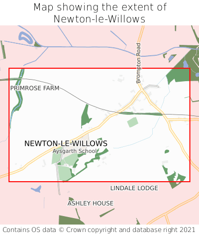 Map showing extent of Newton-le-Willows as bounding box