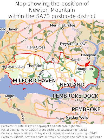 Map showing location of Newton Mountain within SA73