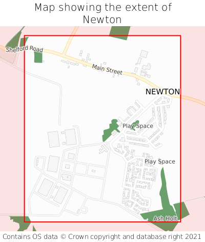 Map showing extent of Newton as bounding box