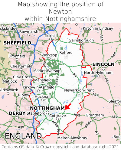 Map showing location of Newton within Nottinghamshire