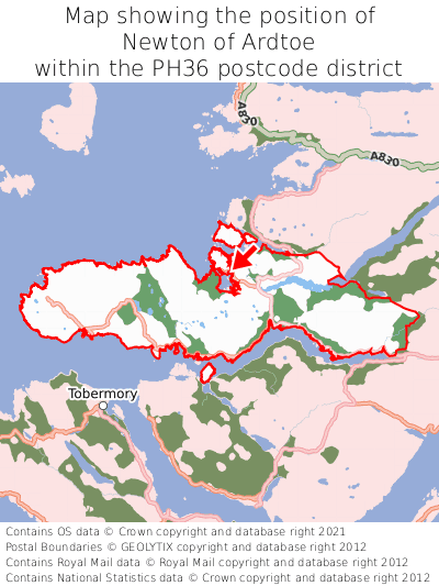 Map showing location of Newton of Ardtoe within PH36