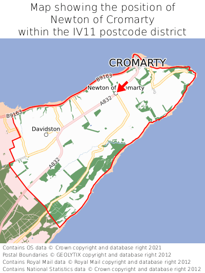 Map showing location of Newton of Cromarty within IV11