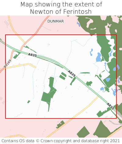 Map showing extent of Newton of Ferintosh as bounding box