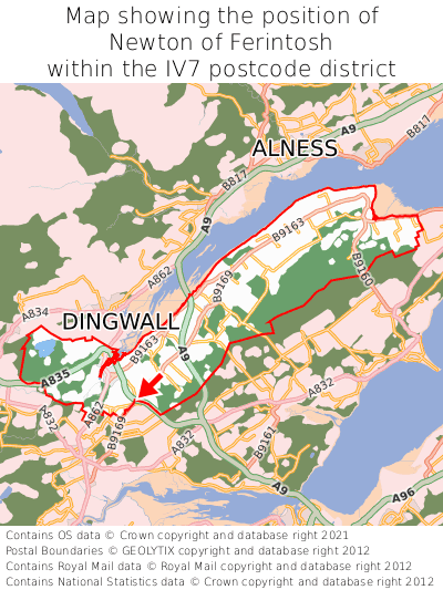 Map showing location of Newton of Ferintosh within IV7