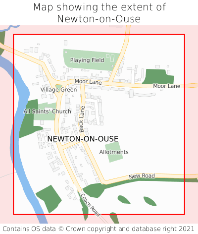 Map showing extent of Newton-on-Ouse as bounding box