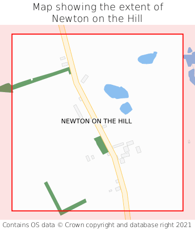 Map showing extent of Newton on the Hill as bounding box