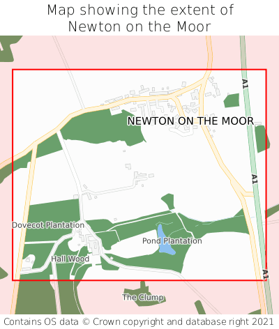 Map showing extent of Newton on the Moor as bounding box