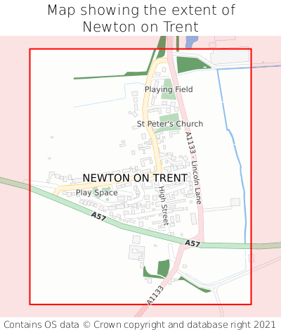Map showing extent of Newton on Trent as bounding box