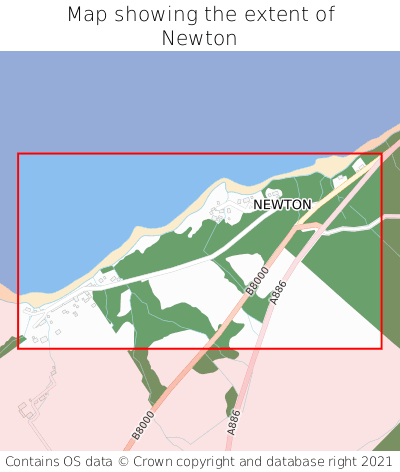 Map showing extent of Newton as bounding box