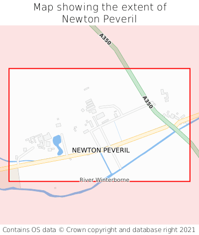 Map showing extent of Newton Peveril as bounding box
