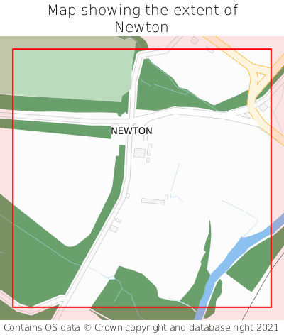 Map showing extent of Newton as bounding box