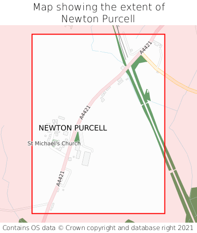 Map showing extent of Newton Purcell as bounding box