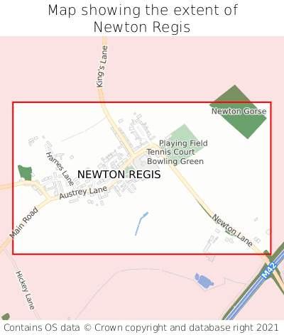 Map showing extent of Newton Regis as bounding box