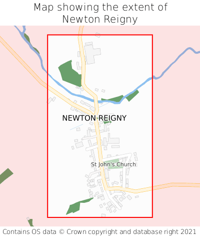 Map showing extent of Newton Reigny as bounding box