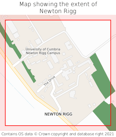 Map showing extent of Newton Rigg as bounding box