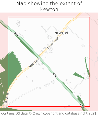 Map showing extent of Newton as bounding box