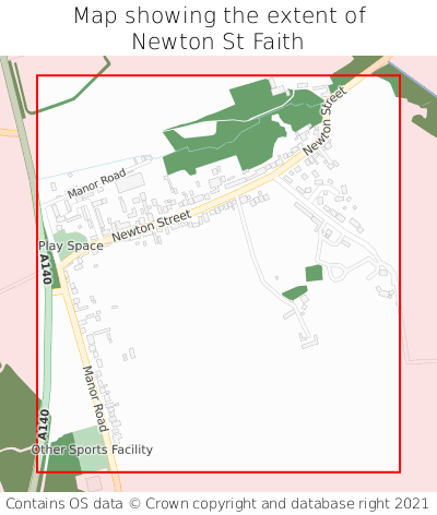 Map showing extent of Newton St Faith as bounding box