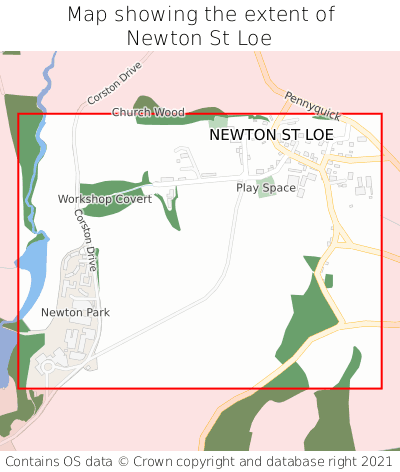 Map showing extent of Newton St Loe as bounding box