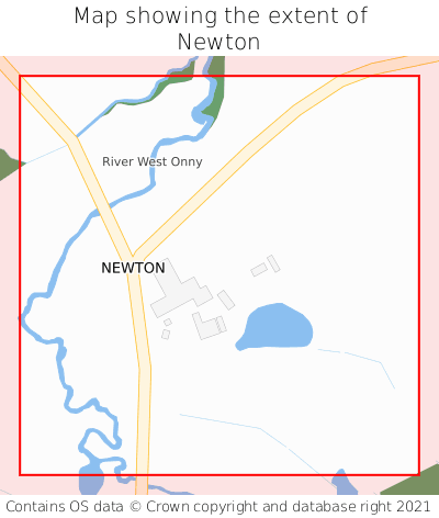 Map showing extent of Newton as bounding box