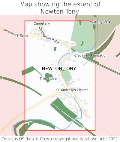 Map showing extent of Newton Tony as bounding box