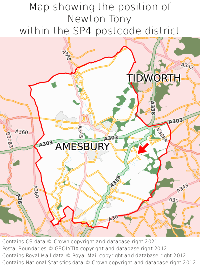 Map showing location of Newton Tony within SP4