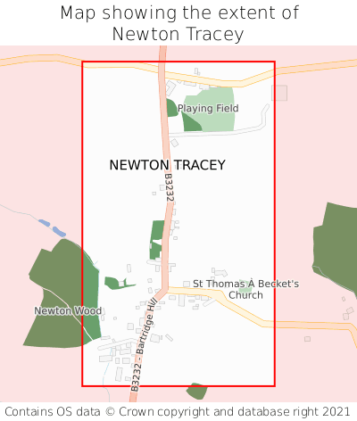 Map showing extent of Newton Tracey as bounding box