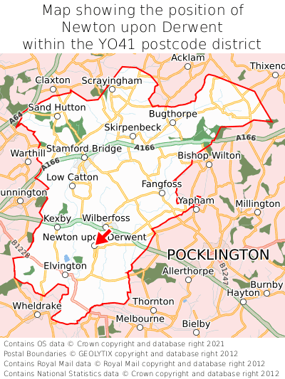 Map showing location of Newton upon Derwent within YO41