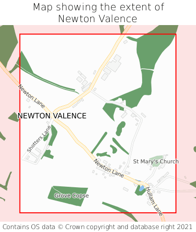 Map showing extent of Newton Valence as bounding box