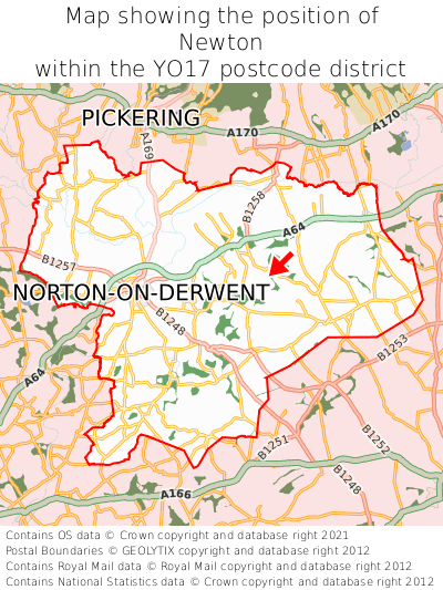 Map showing location of Newton within YO17