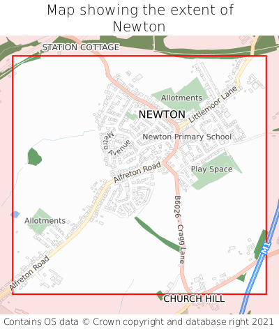 Map showing extent of Newton as bounding box