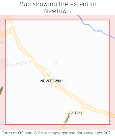 Map showing extent of Newtown as bounding box