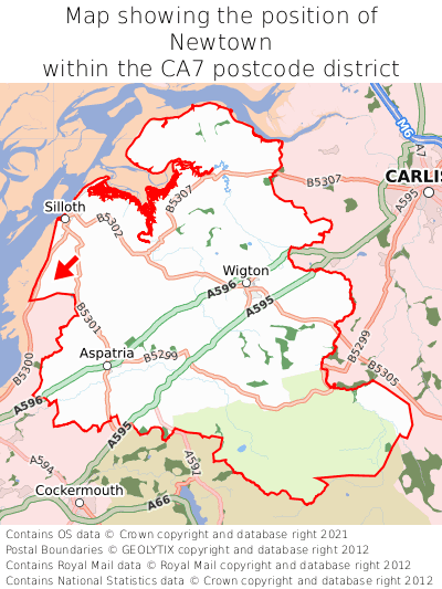 Map showing location of Newtown within CA7