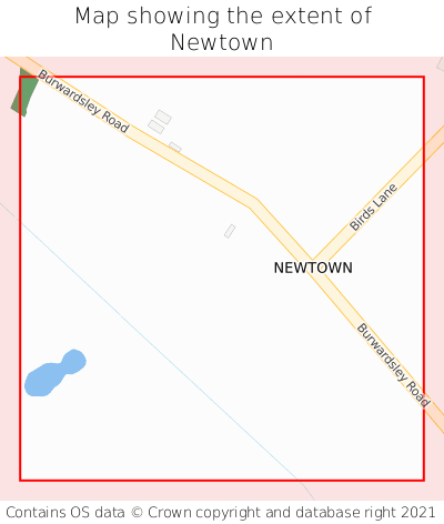 Map showing extent of Newtown as bounding box