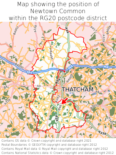 Map showing location of Newtown Common within RG20