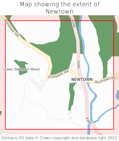 Map showing extent of Newtown as bounding box