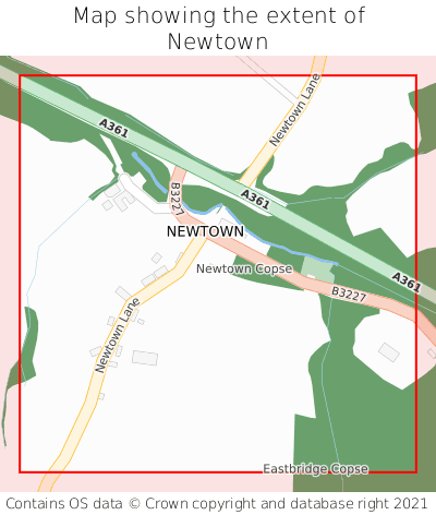 Map showing extent of Newtown as bounding box