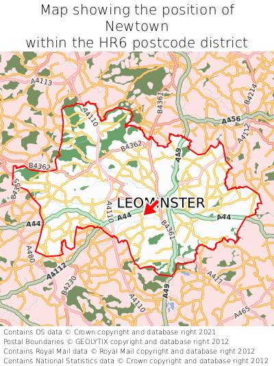 Map showing location of Newtown within HR6